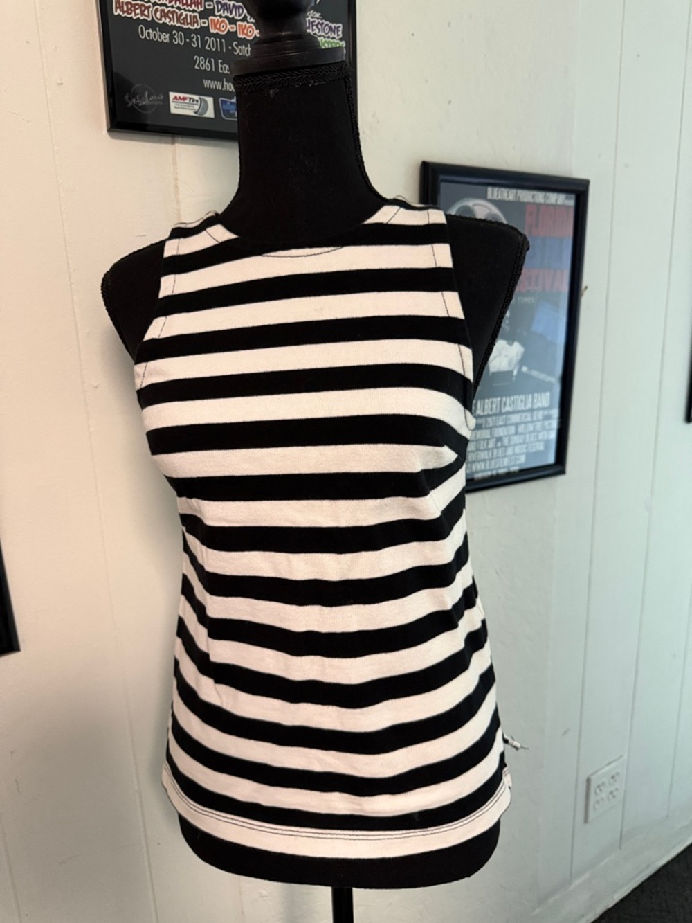 Banana Republic Black and White Striped Tank Top